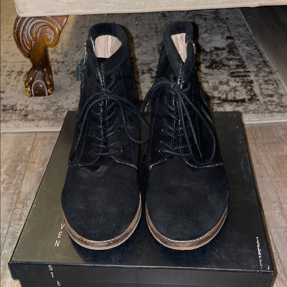 Steven By Steve Madden Black Ankle Boots Classic Suede